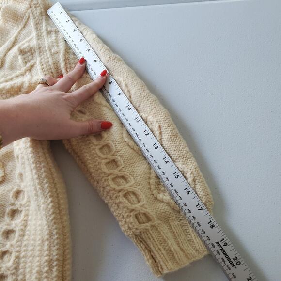 Vintage Carbery Sweater Womens Medium Wool Cable Knit Ireland Hand Knit 90s - Picture 6 of 9